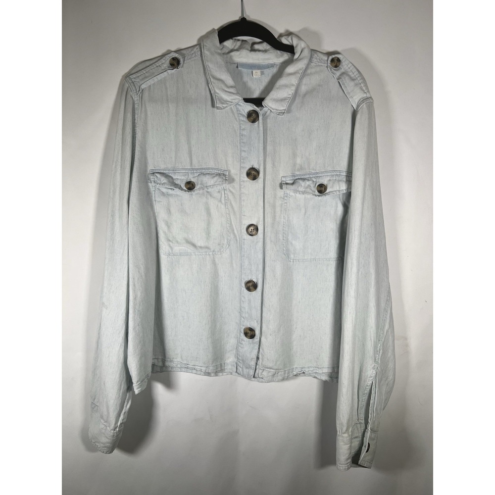 Adyson Parker Chambray Denim Button Up Shirt XL Light Wash Everyday Basic Top
